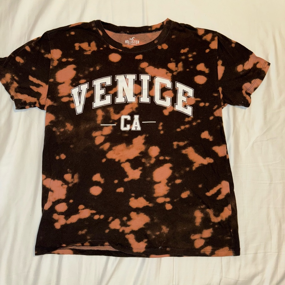 Hollister Acid Wash Graphic Tee Black Brown Tan